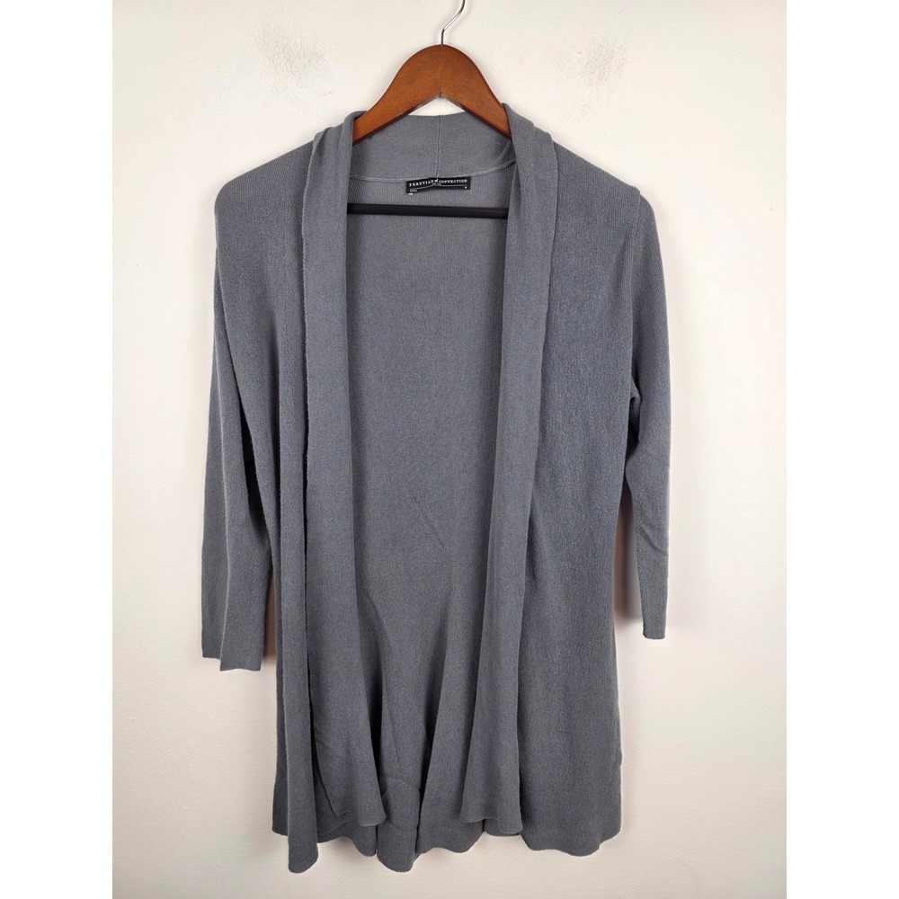 Peruvian Connection Gray Open Front Cardigan Swea… - image 1
